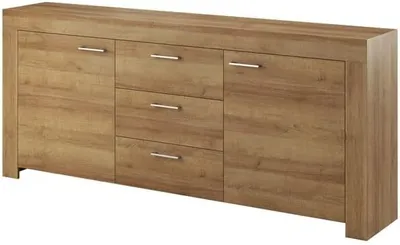 Produktbild von Easy4You Kommode S1 Eiche Riviera 200x86x40 cm (B x H x T) mit 2 Türen und 3 Schubladen Sideboard Ideal für Wohnzimmer, Schlafzimmer Moderne Elegante Schubladenschrank