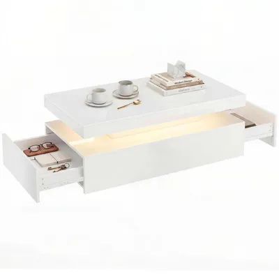 Produktbild von HOMCOM Couchtisch Hochglanz Wohnzimmertisch mit Dimmbar RGB LED-Beleuchtung
