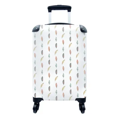 Produktbild von MuchoWow® Koffer Handgepäck Trolley Rollkoffer Kleine Reisekoffer mit 4 Rollen - Federn - Farben - Muster - Cabin Size < 55x40x23 cm & 55x40x20 cm - Fotokoffer - Kabinenkoffer - Boardgepäck - Reise-Box - Reisekoffer - Reisegepäck - Koffer mit Bild - Trolley für Kinder
