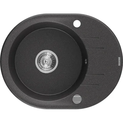Obrázek produktu pro Mexen Kevin 1-miskový granitový dřez s odkapávačem 586 x 458 mm, Skvrnitá černá, sifon Chromovaná - 6517581005-76
