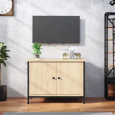 Imagen del producto de Maison Exclusive: Mueble de televisión con puertas, acabado en roble Sonoma, dimensiones 60 x 35 x 45 cm, fabricado en material de madera