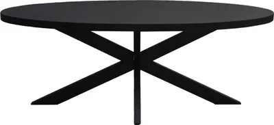 Produktbild von Livingfurn - Schwarzer ovaler Esstisch - - Mangoholz - 240 cm
