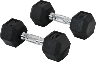 Immagine prodotto di Set di 2 Manubri Esagonali da 6 kg con Presa Antiscivolo e Rivestimento in Gomma Nero