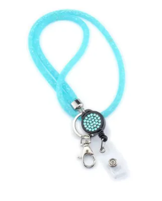 Produktbild von 1x BLAU Schlüsselband Umhängeband Lanyard & Ausweisjojo Zipper & Karabinerhaken Ausweise Autoschlüssel Zugangskarten Bling Kristalle