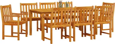 Image de vidaXL Ensemble de jardin 9 pcs brun bois massif acacia