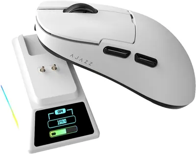 Produktbild von Kabellose Gaming-Maus mit RGB-Magnetladestation, ultraleichtes 56-g-Design, 42.000 DPI, 8000 Hz Polling-Rate, 2.4G/BT/USB-C, für PC & Mac