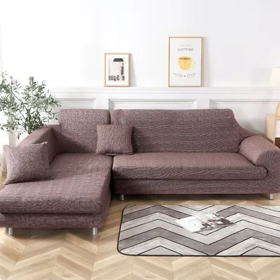 Produktbild von L-förmige Sofa-Schonbezüge Möbelschutz 2PCS Polyester-Stoff-Stretch-Schonbezüge + 2PCS Kissenbezüge für Sofagarnitur L-förmige Couch(Braun)