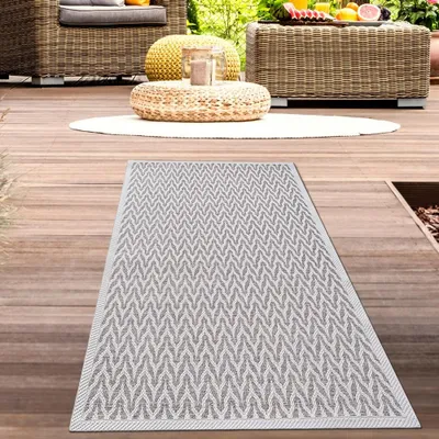 Produktbild von Teppich Beige Creme für In- & Outdoor strapazierfähig pflegeleicht modern Größe - 67 x 180 cm