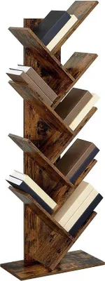 Image de Bibliothèque vintage en bois - 8 étagères - sur pied - marron