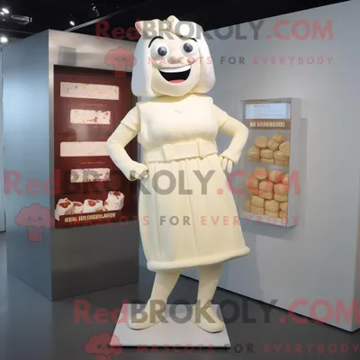 Produktbild von Maskottchenfigur REDBROKOLY einer Tafel weißer Schokolade bekleidet mit einem Etuikleid und Fußkettchen