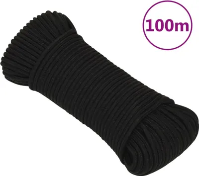 Obrázek produktu pro Pracovní lano černé 4 mm 100 m polyester, design lana 2024