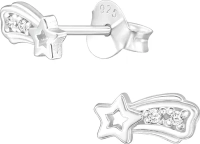 Produktbild von Ohrstecker 925 Sterling Silber Sternschnuppe mit Kristallen