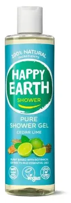Produktbild von Happy Earth 100 % natürliches Duschgel – Zeder & Limette 300 ml