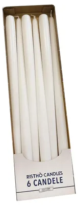 Taper Kerzen, Weiß, 2,2 x 40 cm, 6 Stück, paraffinfrei