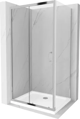 Zdjęcie produktu dla Mexen Apia kabina prysznicowa rozsuwana 120 x 80 cm, transparent, chrom + brodzik Flat - 840-120-080-01-00-4010
