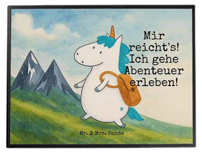 Produktbild von Mr. & Mrs. Panda malunterlage Einhorn Bergsteiger Design - Weiß - Geschenk, Weltreise, Abenteuer, Zeichenunterlage, Schreibunterlage, Unterlage Schreibtisch, Urlaub