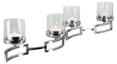 Produktbild von FINK Leuchter HOMMAGE 4-flammig - Kerzenhalter aus Edelstahl, silberfarben, für innen und außen, L 68 cm, B 14 cm