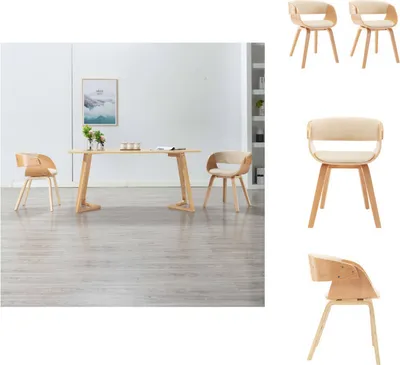 Produktbild von vidaXL Esszimmerstühle 2 Stk. Creme Bugholz und Kunstleder -  Esszimmerstühle