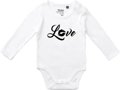 Produktbild von Huuraa Baby Body Love Kuss 74 White  Baumwolle Fairtrade Langarmbody Geschenkidee