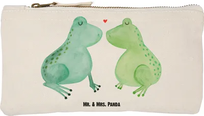 Produktbild von Mr. & Mrs. Panda Kosmetiktasche Frosch Liebe Größe S Klein - Weiß - Geschenk, Kulturbeutel, Hochzeitstag, Freundin, beauty case, Frösche, Pärchen, Federmappe, Waschbeutel
