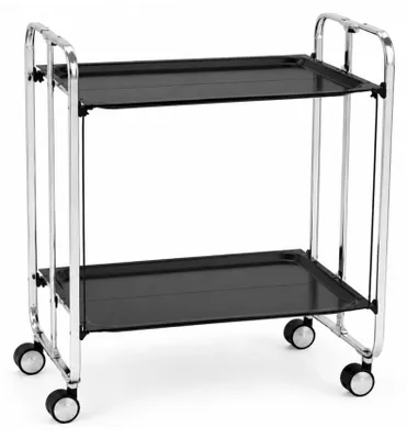 Produktbild von DON HIERRO - Klappbarer Servierwagen BAUHAUS mit Rollen – Metallgestell verchromt, 2 Ebenen, 4 Positionen