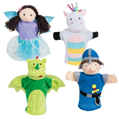 Produktbild von roba Handpuppenset aus Plüsch & Filz, Kasperlefiguren 4-tlg., Hand-/Kasperpuppen für Kasperletheater