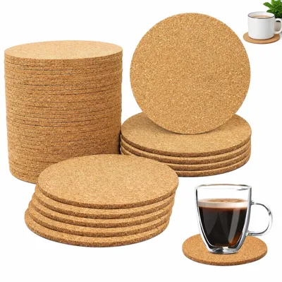 50 runde Korkuntersetzer 10 cm, 3 mm dick, hitzebeständig