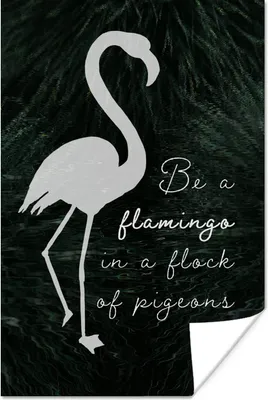 Produktbild von MuchoWow® Poster Zitat - Gras - Flamingo 80x120 cm - Papierdruck