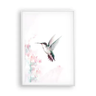 Produktbild von Gerahmtes Poster - Weißer Rahmen - Kolibri Aquarell Licht - 70x100 cm - Wand Bild - Wanddeko - Wandbilder - Kunstposter - Wandposter - Bilderrahmen - Bilder - Kunstdruck - P2WPA70x100-4518