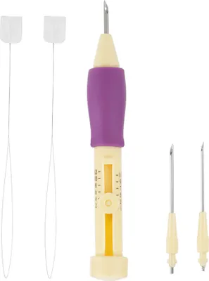 Produktbild von Sticknadel-Punch-Set mit 3 Nadelgrößen, einstellbarer Punch-Stift für DIY-Stickhandwerk & Stoffdekoration