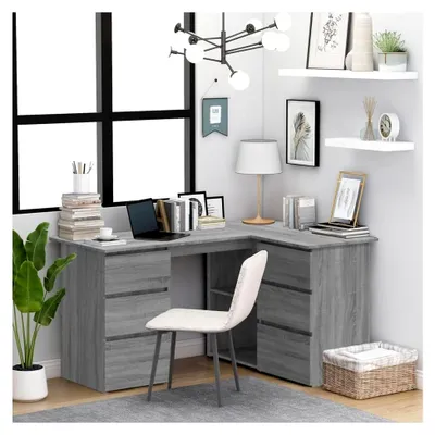 Produktbild von Eckschreibtisch Grau Sonoma 145x100x76 cm Holzwerkstoff