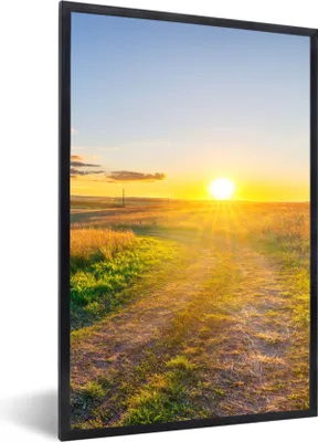 Produktbild von MuchoWow® Gerahmtes Poster Sonne - Natur - Landschaft 60x90 cm - Poster mit Schwarzem Bilderrahmen Wandposter Rahmen Foto Bilder - Kunst