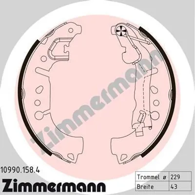 Produktbild von ZIMMERMANN Bremsbackensatz Trommelbremse Hinten für FIAT TIPO Kombi (356) 228mm 10990.158.4