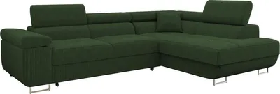 Produktbild von MIRJAN24 Ecksofa Torezio Cord, Stilvoll Eckcouch mit Bettkasten und Schlaffunktion, Einstellbare Kopfstützen, 274x203x70-90 cm (Farbe: Poso 14, Seite: Rechts)