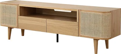 Produktbild von home24 Lowboard mit 2 Türen - Rattan / Eiche Teilmassiv