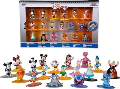 Immagine prodotto di Set di figurine Disney in metallo, 4 cm, 18 pezzi, Topolino, Minnie, Paperino, Alice nel Paese delle Meraviglie, JADA