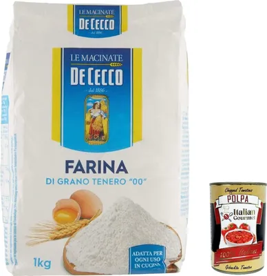 Produktbild von 6x Farina De Cecco di grano tenero, Brotmehl Pizzamehl , Mehl "00" 1kg + Italian Gourmet polpa 400g