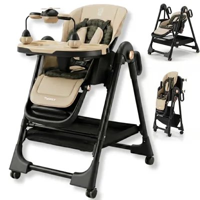 Produktbild von Twinky® EXPLORE Babyhochstuhl | Verwandlungsfähig | Bequemer Essplatz für Kinder von 6 Monaten bis 3 Jahren | Beige und Schwarz