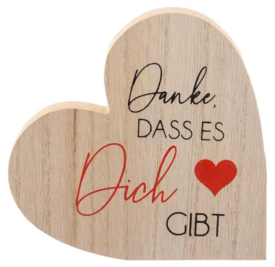 Produktbild von Noor Living 43470 Herz Holzaufsteller mit Spruch natur Danke
