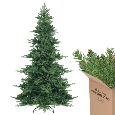 Produktbild von Salcar Künstlicher Weihnachtsbaum Tannenbaum Künstlich Bayerische Tanne, Mix aus PE Spritzguss & PVC, 210cm mit 1475 Spitzen