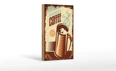 Produktbild von Holzschild Retro 12x18cm Kaffee fresh brewed Coffee