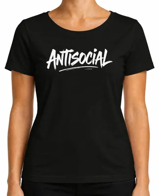 Productafbeelding van ANTISOCIAL, Introvert, Gothic, Punk, Urban, Grunge. Dames T-shirt, zwart, maat M