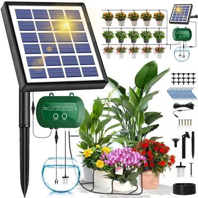 Solar-Bewässerungssystem, 15 m Schlauch, 12 Timer-Modi, automatisch