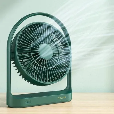 Obrázek produktu pro Přenosný zelený kancelářský ventilátor se 4 rychlostmi – výdrž až 15 hodin – nabíjení přes USB – 4000 mAh