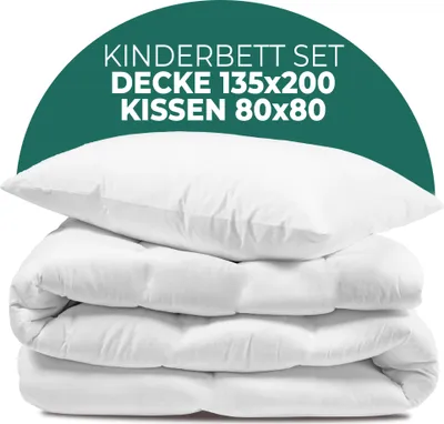 Produktbild von KNERST® Kinder Bettdecke Set mit Kissen - Kinder Bettdecken Set für kuschelig, weiche Träume - Größe: Decke 135x200 cm / Kissen 80x80 cm