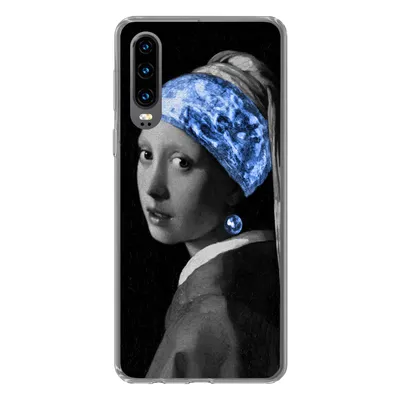 Produktbild von MuchoWow® Handyhülle Schutzhülle Hülle für Huawei P30 Mädchen mit einem Perlenohrring - Vermeer - Blau Silikon Softcase Handy Hülle - Kartenbesitzer