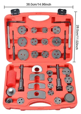 Produktbild von Universal Bremskolben Rücksteller - Scheibenbremse Werkzeug Set - 35-teiliges Bremssattel Rückstellwerkzeug - Kfz Bremsen Reparatur