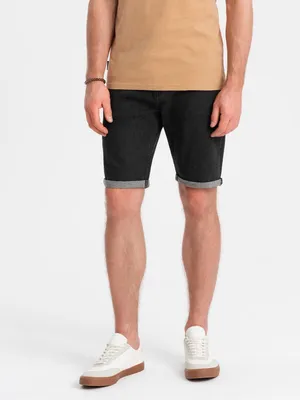 Produktbild von Ombre Jeansshorts Shorts aus Denim mit hochgekrempelten Beinen schwarz XL