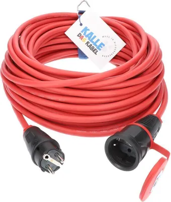 Produktbild von KALLE DAS KABEL Gummi Verlängerungskabel Schuko 3G 1,5 mm² 10 Meter ROT IP54 Stromkabel Gummiverlängerung