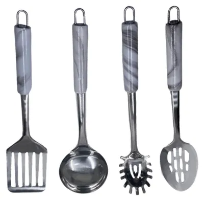 Image de Eisenbach A0019 : Lot de 4 ustensiles de cuisine en acier inoxydable - Marbre
